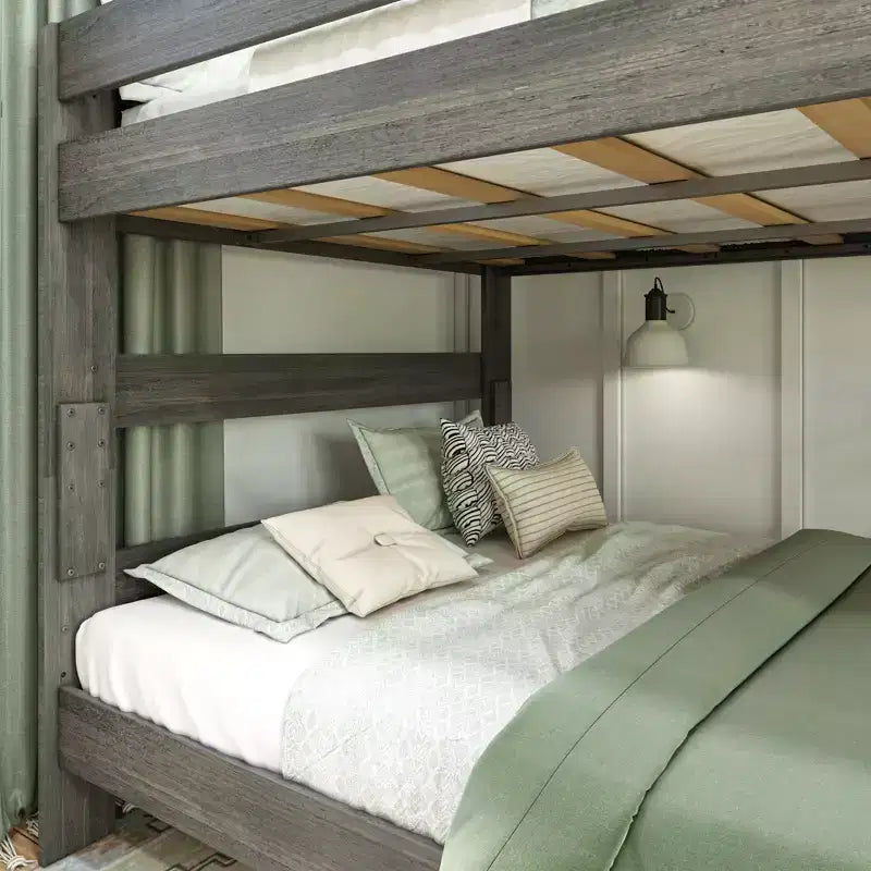 Lit superposé Max & Lily, cadre de lit superposé Queen-sur-Queen pour enfants, lit superposé en bois massif pour enfants, pas besoin de sommier tapissier