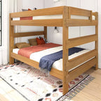 Lit superposé Max & Lily, cadre de lit superposé Queen-sur-Queen pour enfants, lit superposé en bois massif pour enfants, pas besoin de sommier tapissier