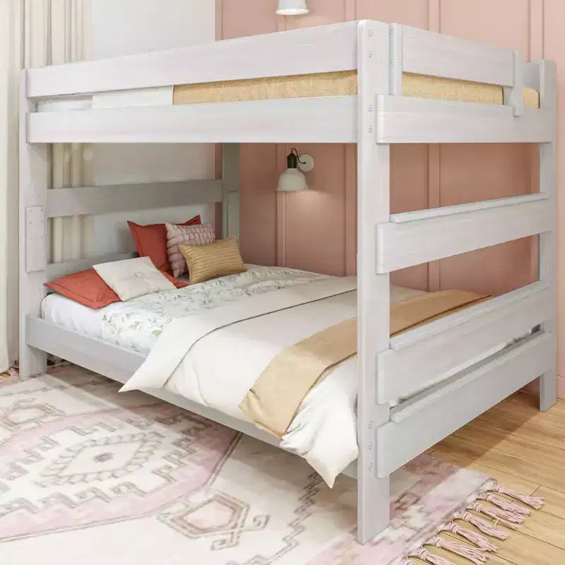 Lit superposé Max & Lily, cadre de lit superposé Queen-sur-Queen pour enfants, lit superposé en bois massif pour enfants, pas besoin de sommier tapissier