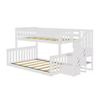 Lit superposé bas Max & Lily en bois (lits jumeaux sur lit double) pour enfants avec escalier