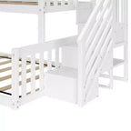 Lit superposé bas Max & Lily en bois (lits jumeaux sur lit double) pour enfants avec escalier