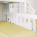 Lit superposé bas Max & Lily en bois (lits jumeaux sur lit double) pour enfants avec escalier
