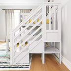 Lit superposé bas Max & Lily en bois (lits jumeaux sur lit double) pour enfants avec escalier