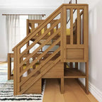 Lit superposé bas Max & Lily en bois (lits jumeaux sur lit double) pour enfants avec escalier