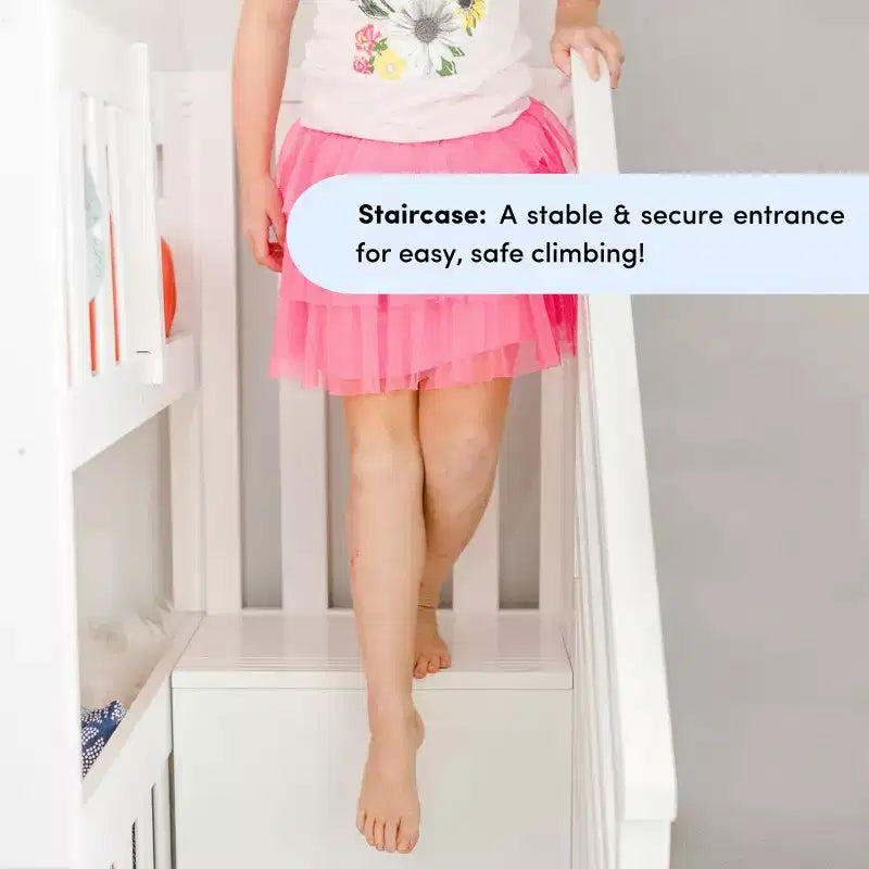 Lit superposé bas Max & Lily en bois (lits jumeaux sur lit double) pour enfants avec escalier