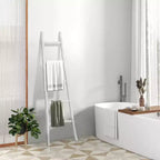 Échelle à couvertures à 5 barreaux en bois massif blanc LuxenHome