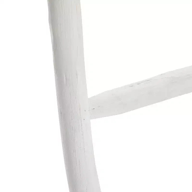Échelle à couvertures à 5 barreaux en bois massif blanc LuxenHome