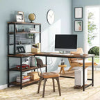 Lantine 55.11 Bureau d'ordinateur avec chargeur sans fil 5 étagères de rangement, bureau d'étude, bureau d'écriture avec étagère supérieure pour bureau à domicile