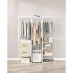 SONGMICS Portant à Vêtements, Armoire Autonome de 180 cm, Portant Robuste avec 1 Tige Suspendue Extensible, 2 Tiroirs et 4 Étagères
