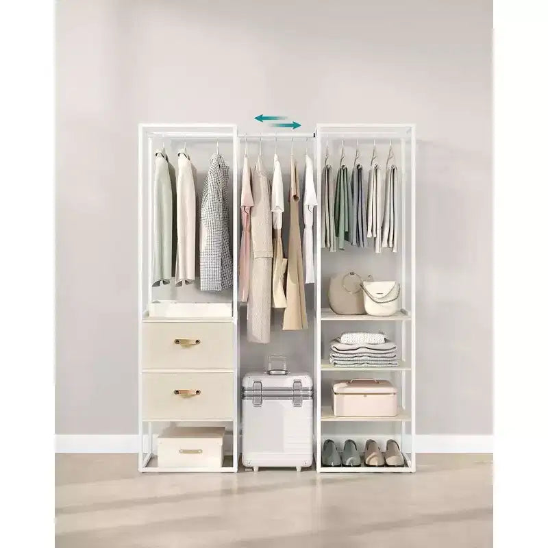 SONGMICS Portant à Vêtements, Armoire Autonome de 180 cm, Portant Robuste avec 1 Tige Suspendue Extensible, 2 Tiroirs et 4 Étagères