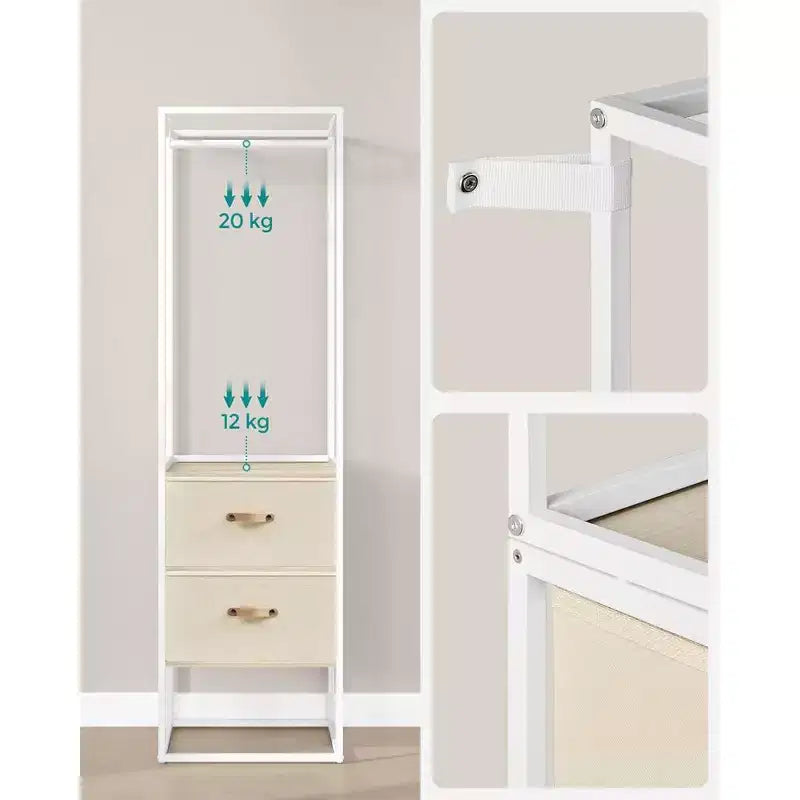 SONGMICS Portant à Vêtements, Armoire Autonome de 180 cm, Portant Robuste avec 1 Tige Suspendue Extensible, 2 Tiroirs et 4 Étagères