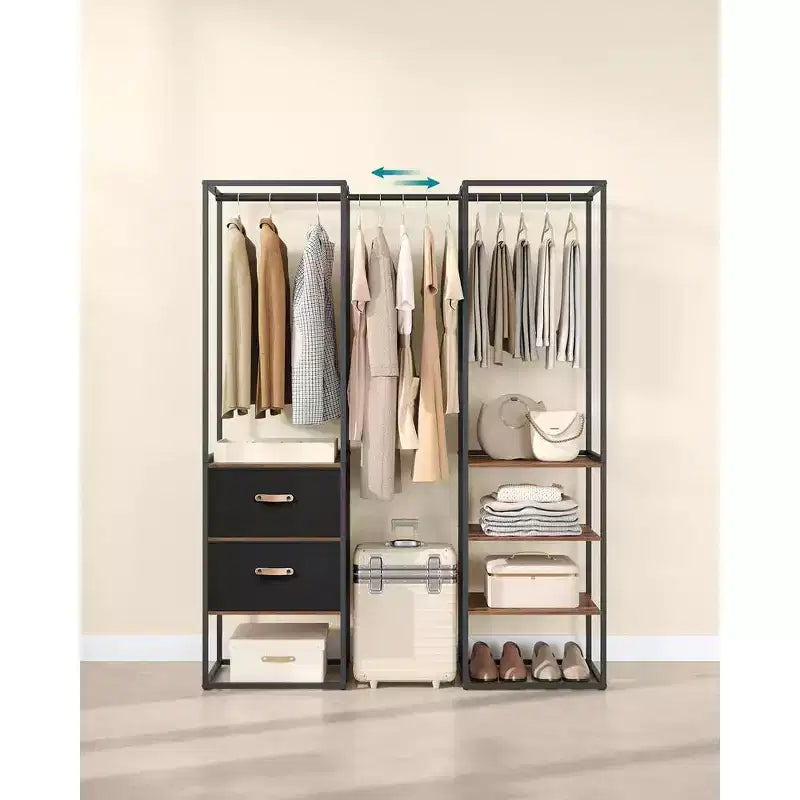 SONGMICS Portant à Vêtements, Armoire Autonome de 180 cm, Portant Robuste avec 1 Tige Suspendue Extensible, 2 Tiroirs et 4 Étagères