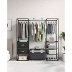 SONGMICS Portant à Vêtements, Armoire Autonome de 180 cm, Portant Robuste avec 1 Tige Suspendue Extensible, 2 Tiroirs et 4 Étagères