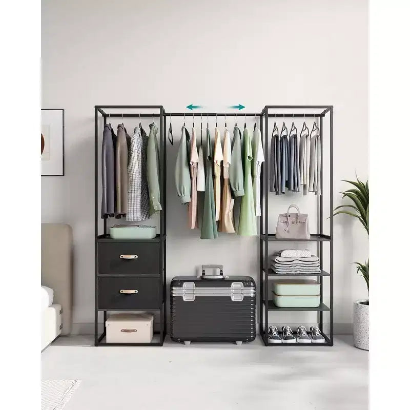 SONGMICS Portant à Vêtements, Armoire Autonome de 180 cm, Portant Robuste avec 1 Tige Suspendue Extensible, 2 Tiroirs et 4 Étagères