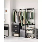 SONGMICS Portant à Vêtements, Armoire Autonome de 180 cm, Portant Robuste avec 1 Tige Suspendue Extensible, 2 Tiroirs et 4 Étagères