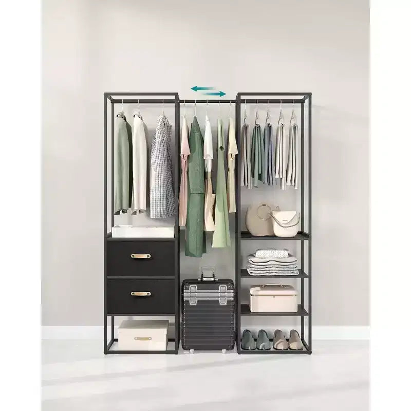 SONGMICS Portant à Vêtements, Armoire Autonome de 180 cm, Portant Robuste avec 1 Tige Suspendue Extensible, 2 Tiroirs et 4 Étagères