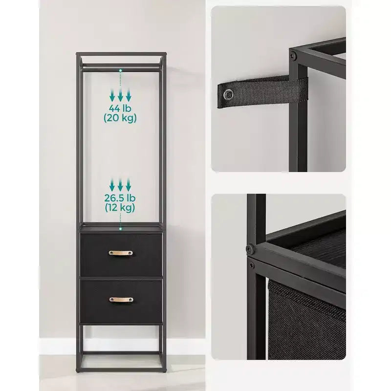 SONGMICS Portant à Vêtements, Armoire Autonome de 180 cm, Portant Robuste avec 1 Tige Suspendue Extensible, 2 Tiroirs et 4 Étagères