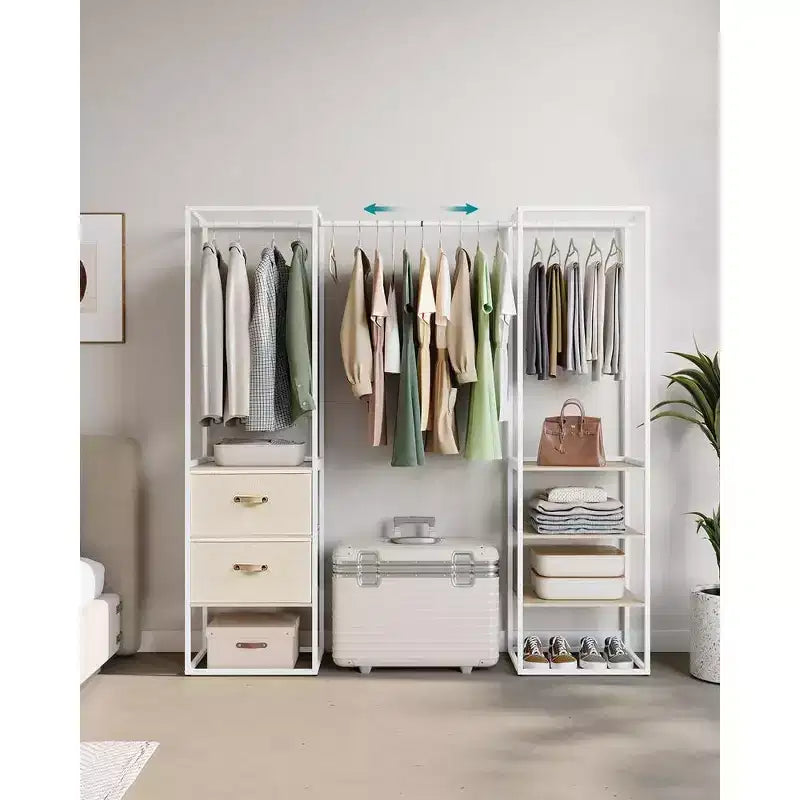 SONGMICS Portant à Vêtements, Armoire Autonome de 180 cm, Portant Robuste avec 1 Tige Suspendue Extensible, 2 Tiroirs et 4 Étagères
