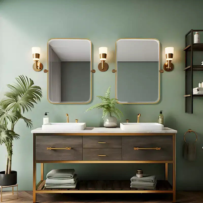 Dovelina Miroir mural décoratif pivotant rectangulaire en métal avec coins arrondis (Lot de 2)
