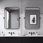 Dovelina Miroir mural décoratif pivotant rectangulaire en métal avec coins arrondis (Lot de 2)