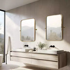 Dovelina Miroir mural décoratif pivotant rectangulaire en métal avec coins arrondis (Lot de 2)