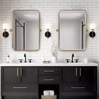 Dovelina Miroir mural décoratif pivotant rectangulaire en métal avec coins arrondis (Lot de 2)