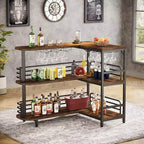 Meuble de bar d'angle Tribesigns, table à liqueur à 3 niveaux avec étagère de rangement
