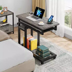 Bureau mobile portable Tribesigns, table pour ordinateur portable réglable en hauteur avec roulettes