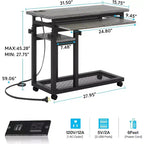 Bureau mobile portable Tribesigns, table pour ordinateur portable réglable en hauteur avec roulettes