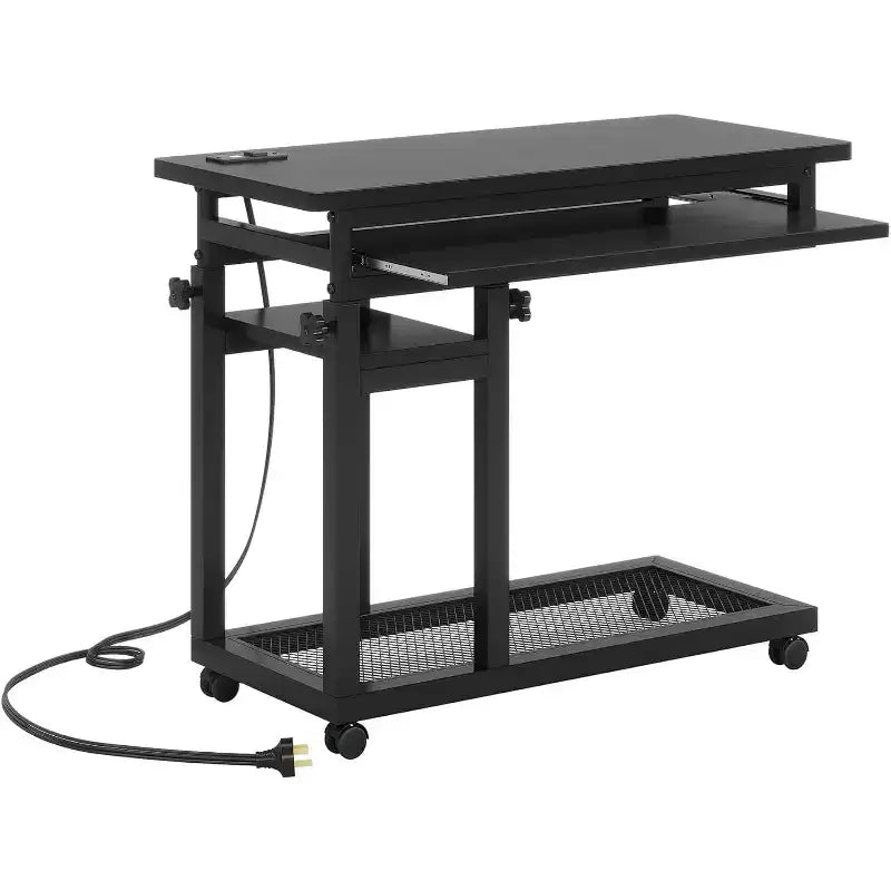 Bureau mobile portable Tribesigns, table pour ordinateur portable réglable en hauteur avec roulettes