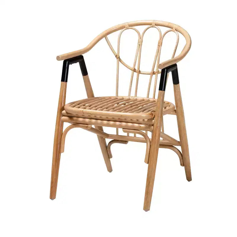 Chaise de salle à manger Cyntia en rotin naturel brun, style bohème moderne, bali & pari