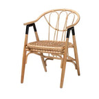 Chaise de salle à manger Cyntia en rotin naturel brun, style bohème moderne, bali & pari