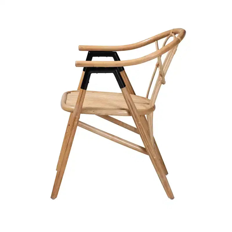 Chaise de salle à manger Cyntia en rotin naturel brun, style bohème moderne, bali & pari
