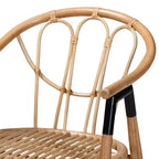 Chaise de salle à manger Cyntia en rotin naturel brun, style bohème moderne, bali & pari