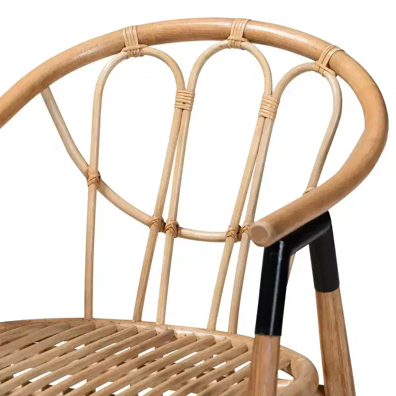 Chaise de salle à manger Cyntia en rotin naturel brun, style bohème moderne, bali & pari