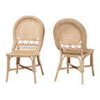 bali & pari Jelita Ensemble de 2 chaises de salle à manger modernes en rotin naturel bohème marron