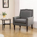 Fauteuil moderne de style Mid-century Costway, lot de 1 ou 2, avec coussin épais et pieds en bois d'hévéa, pour salon, gris