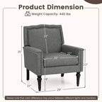 Fauteuil moderne de style Mid-century Costway, lot de 1 ou 2, avec coussin épais et pieds en bois d'hévéa, pour salon, gris