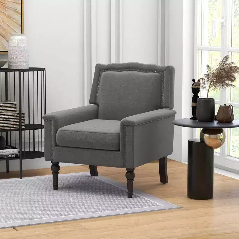 Fauteuil moderne de style Mid-century Costway, lot de 1 ou 2, avec coussin épais et pieds en bois d'hévéa, pour salon, gris