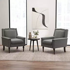 Fauteuil moderne de style Mid-century Costway, lot de 1 ou 2, avec coussin épais et pieds en bois d'hévéa, pour salon, gris