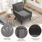 Fauteuil moderne de style Mid-century Costway, lot de 1 ou 2, avec coussin épais et pieds en bois d'hévéa, pour salon, gris