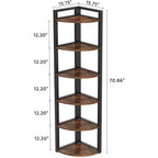 Bibliothèque d'angle à 6 niveaux Tribesigns, étagère de rangement de 180 cm de haut