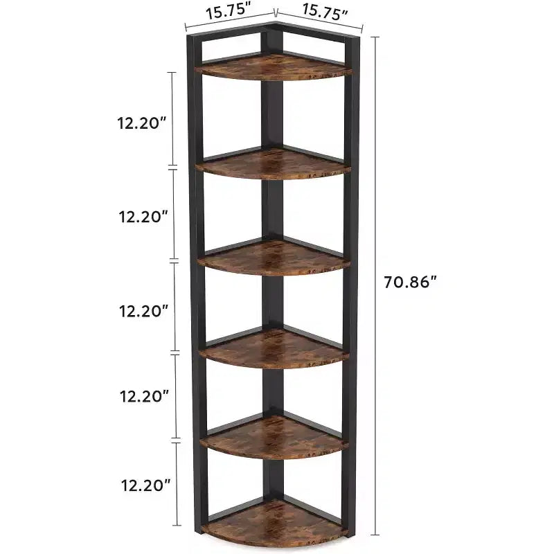 Bibliothèque d'angle à 6 niveaux Tribesigns, étagère de rangement de 180 cm de haut