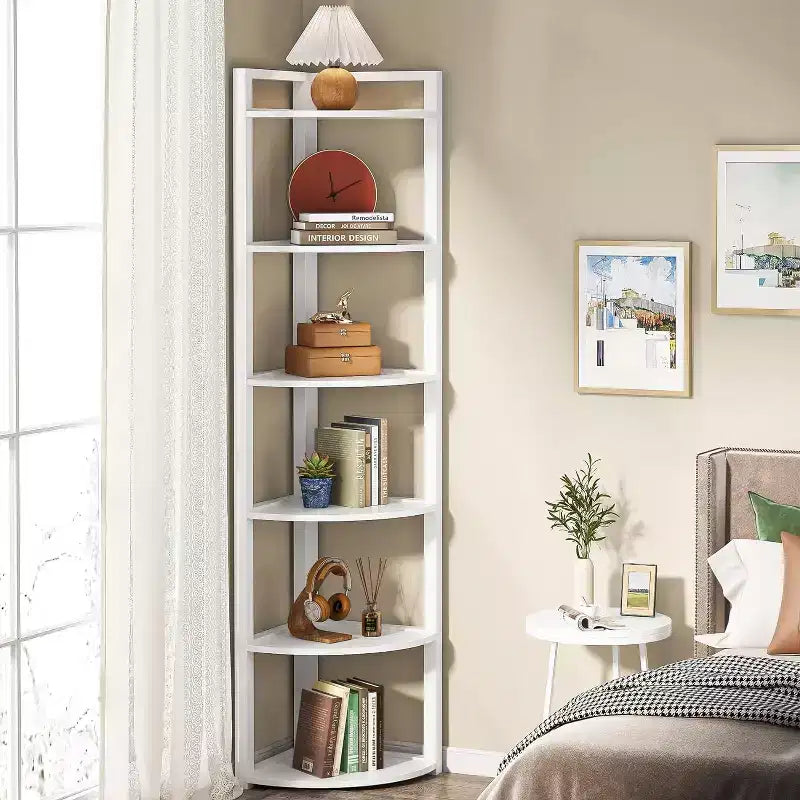 Bibliothèque d'angle à 6 niveaux Tribesigns, étagère de rangement de 180 cm de haut