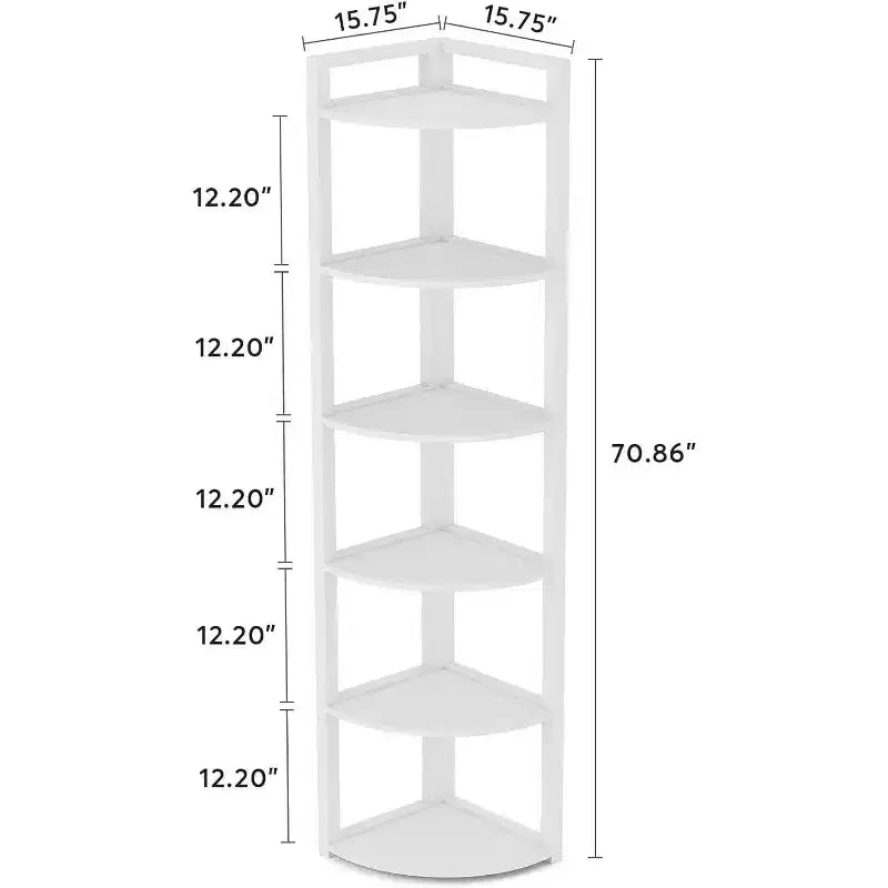 Bibliothèque d'angle à 6 niveaux Tribesigns, étagère de rangement de 180 cm de haut