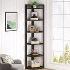 Bibliothèque d'angle à 6 niveaux Tribesigns, étagère de rangement de 180 cm de haut