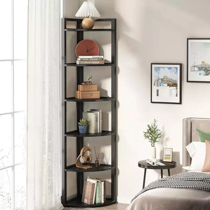 Bibliothèque d'angle à 6 niveaux Tribesigns, étagère de rangement de 180 cm de haut