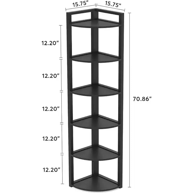 Bibliothèque d'angle à 6 niveaux Tribesigns, étagère de rangement de 180 cm de haut