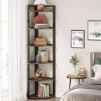 Bibliothèque d'angle à 6 niveaux Tribesigns, étagère de rangement de 180 cm de haut