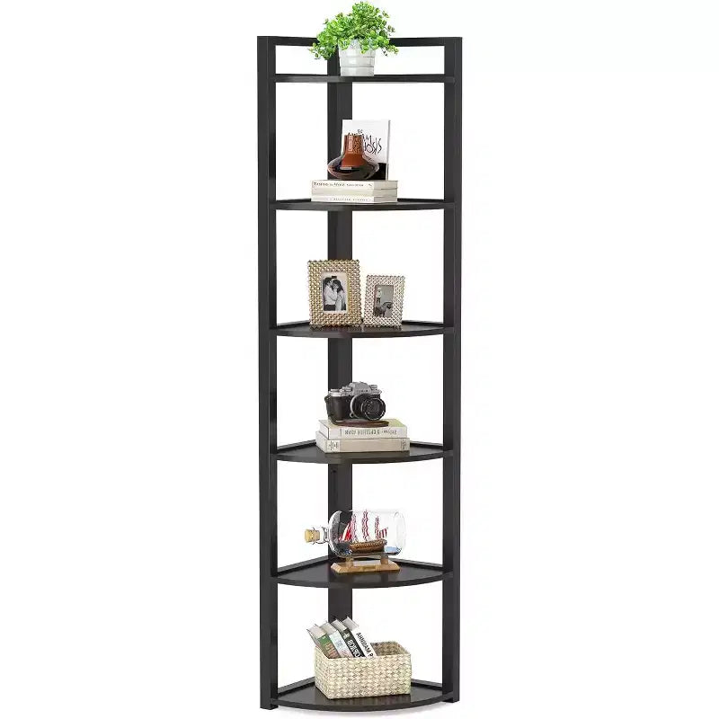 Bibliothèque d'angle à 6 niveaux Tribesigns, étagère de rangement de 180 cm de haut